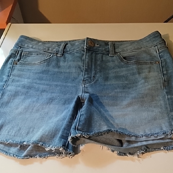 American Eagle Outfitters Pants - American Eagle Outfitters Light Blue Jean Cut Off, Distressed Shorts Size 8 VGC.